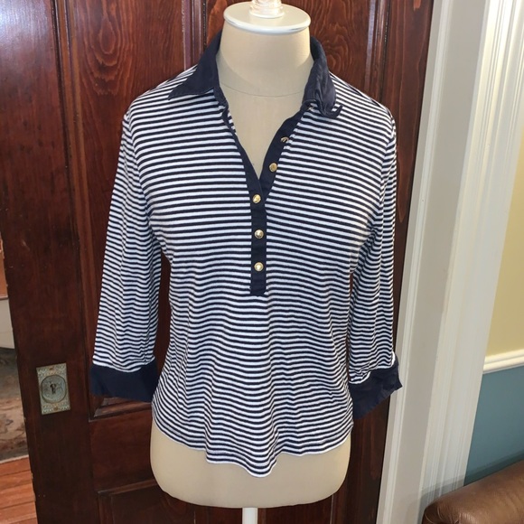 Lauren Ralph Lauren half button stripe shirt 💋 - Picture 2 of 8
